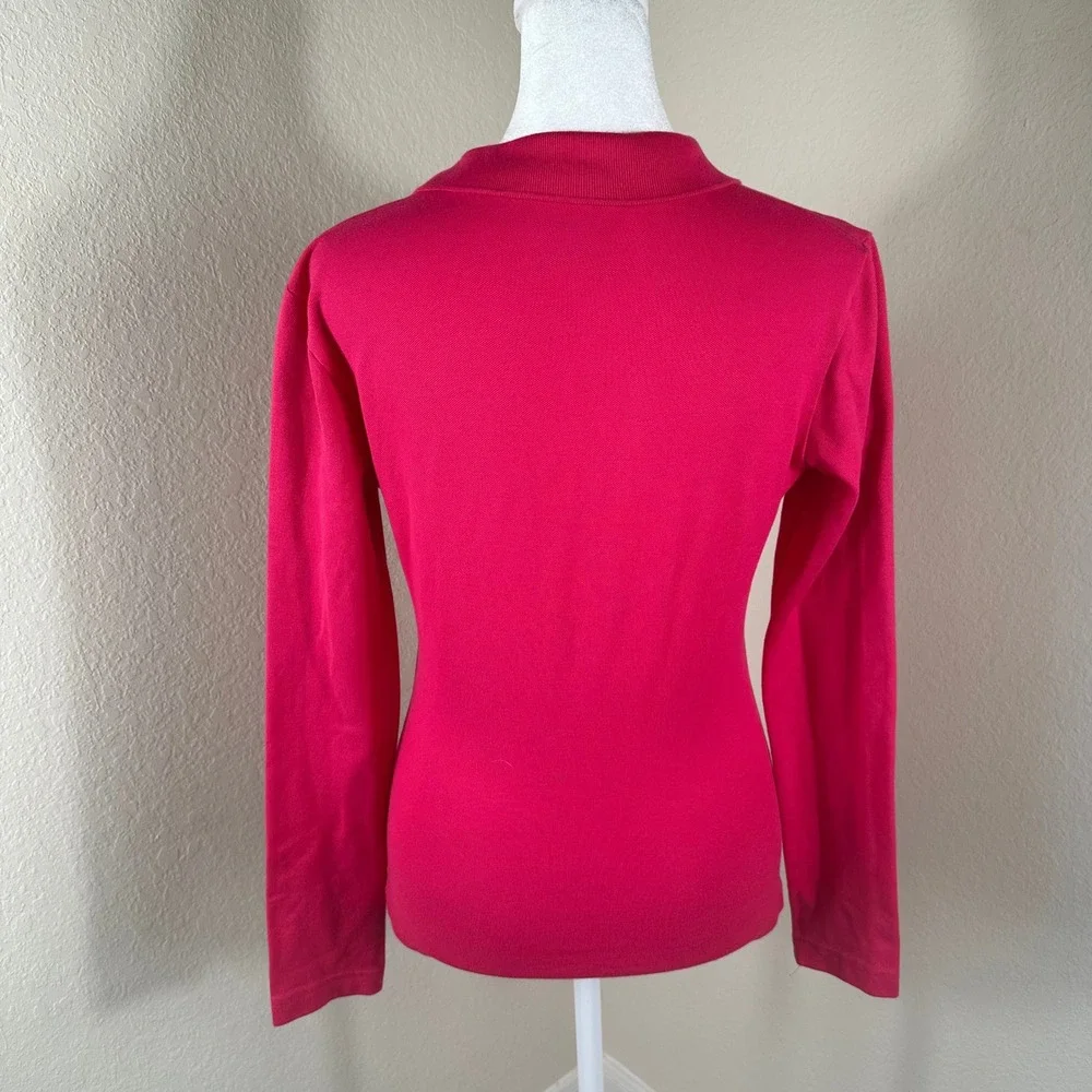 Lacoste | Tops | Lacoste Polo Shirt Womens 38 Pink Long Sleeve Stretch ...